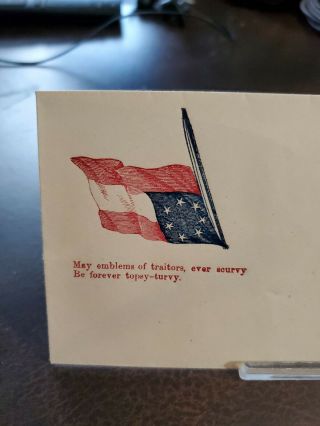 Rare Vintage US Civil War Envelope Union Confederate 7 Star Anti - CSA Traitors 2