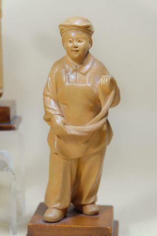 Chinese Wood Carving of Five Figurines - Cultural Revolution 3