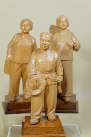 Chinese Wood Carving of Five Figurines - Cultural Revolution 4