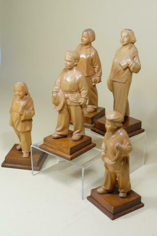 Chinese Wood Carving of Five Figurines - Cultural Revolution 5