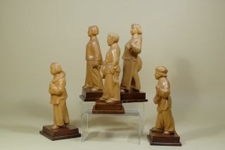 Chinese Wood Carving of Five Figurines - Cultural Revolution 9