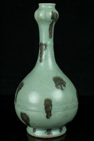 APR261 CHINESE LONGQUAN CELADON PORCELAIN IRON GLAZE POINTED BOTTLE VASE 3