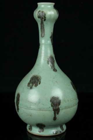 APR261 CHINESE LONGQUAN CELADON PORCELAIN IRON GLAZE POINTED BOTTLE VASE 4