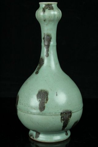 APR261 CHINESE LONGQUAN CELADON PORCELAIN IRON GLAZE POINTED BOTTLE VASE 5