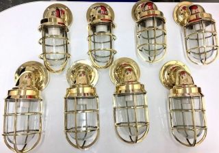 Nautical Vintage Marine Brass Ship Passage Way Bulkhead Light 10 Piece