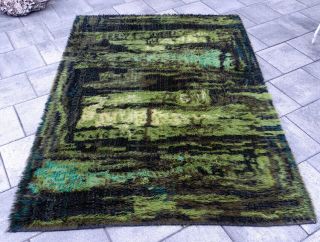 ABSTRACT Vintage 1960 ' s RYA Shag Rug MID - CENTURY DANISH MODERN Eames MCM Denmark 11