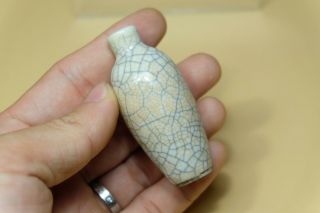 Ge - Type Style Glazed Porcelain Chinese Snuff Bottle. 4