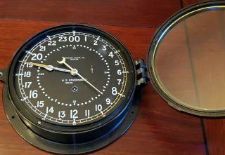 US NAVY Chelsea Ships Clock 8.  5 inch dial serial 24 hr dial 2