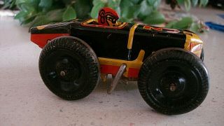 Vintage Marx Wind Up Toy Race Car Litho with Driver 3 Metal 5