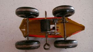 Vintage Marx Wind Up Toy Race Car Litho with Driver 3 Metal 7