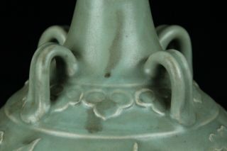 APR245 CHINESE LONGQUAN CELADON PORCELAIN DRAGON RELIEF BOTTLE VASE 6