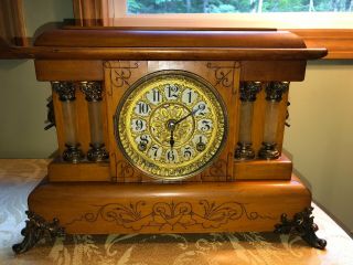 Antique - Adamantine Seth Thomas 295 N.  Imperial Mantel Clock Wood Vintage Vtg