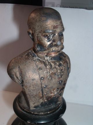 Antique German Pre Ww1 Metal Bust Emperor Franz Josef Of Austria