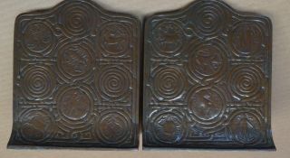 Tiffany Studios York,  Bronze Bookends - Zodiac Pattern - 1091