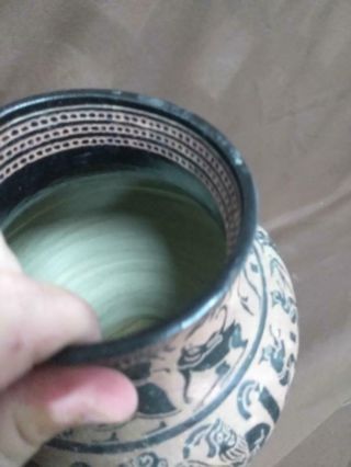 Old Vintage Asian Art Pottery Vase Artist Signed Chinese Japanese Ceramic 5