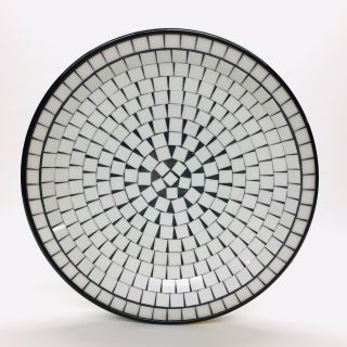 Danish Mid - Century Modern 13.  5 " Mosaic B&w Tile Plate Dish Made In Denmark