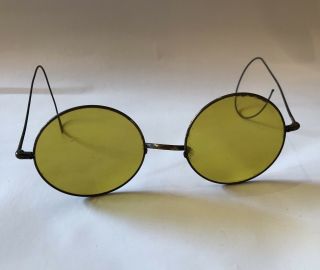 Antique Sharpshooter Spectacles Sunglasses Yellow Civil War Era Steampunk Vtg