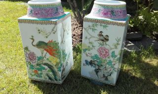 A Vintage Chinese Porcelain enamelled Vases with Poems & script. 5