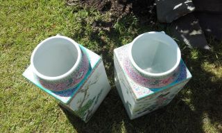 A Vintage Chinese Porcelain enamelled Vases with Poems & script. 6