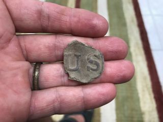 Dug Civil War Cavalry Lead Solder Filled Us Horse Rosette