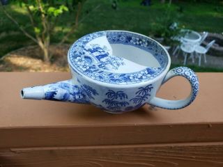 Antique Blue & White Transferware Invalid Infant Baby Feeding Cup By Copeland