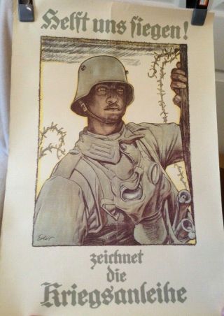 Rare Ww1 German Win The War Military Poster