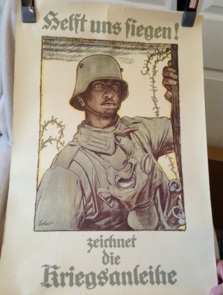 Rare WW1 German Win The War Military Poster 2