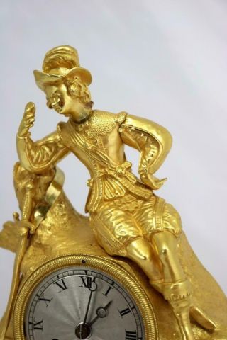 French Antique Mantle Clock Bronze Ormolu 8 Day Figural Empire Bell Striking 10