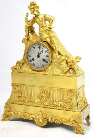 French Antique Mantle Clock Bronze Ormolu 8 Day Figural Empire Bell Striking 2