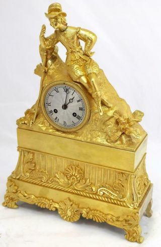 French Antique Mantle Clock Bronze Ormolu 8 Day Figural Empire Bell Striking 5