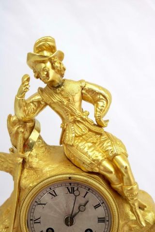 French Antique Mantle Clock Bronze Ormolu 8 Day Figural Empire Bell Striking 6