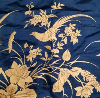 Antique Vintage Chinese Japanese Silk Embroidered Robe Panel Birds Embroidery 4