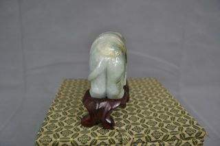 Vintage Chinese Oriental Jade Hardstone Carving Elephant Stand & Box 4