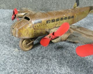 Twa Tin Toy Airplane 4 Props Marx Antique