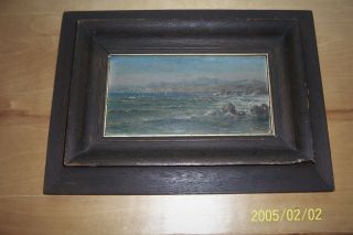 Vintage Antique Kate White Newhall Seascape Painting Oak Frame Signed 1906