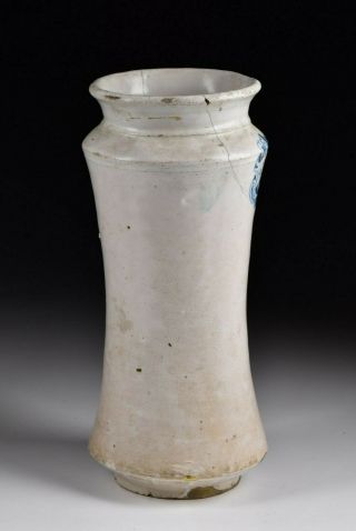17th / 18th Century Spanish Faience Albarello Apothecary Jar with Coat of Arms 4