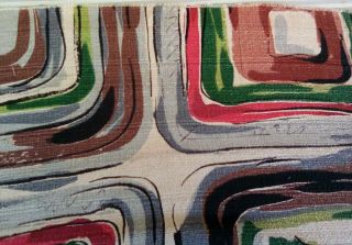 Vintage Mid Century Modern Barkcloth Art Deco Abstract Fabric Fabulous