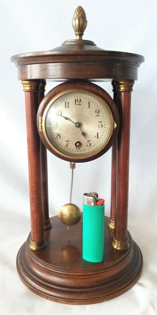 Junghans Portico Clock HAC 1920s Key Pendulum Wooden Antique Column 2