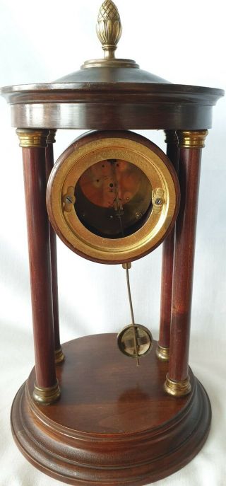 Junghans Portico Clock HAC 1920s Key Pendulum Wooden Antique Column 7