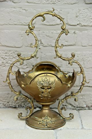 Antique French Bronze Brass Planter Jardiniere Vase Putti Cherub Head