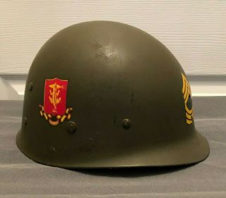 Us Army M1 Helmet Liner 628th Tank Battalion Master Sergeant Pa National Guard