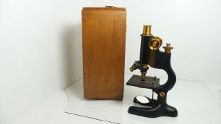 Pat.  Dec 1.  08 Antique Bausch & Lomb Optical Co.  Microscope With Wooden Box