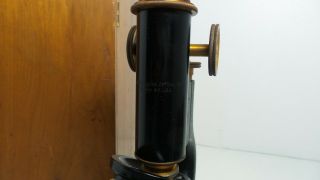 PAT.  DEC 1.  08 ANTIQUE BAUSCH & LOMB OPTICAL CO.  MICROSCOPE WITH WOODEN BOX 3