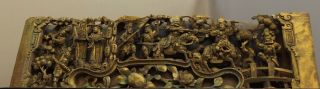 Antique Gilt Wood Carving Of Warriors - Architectural Artifact