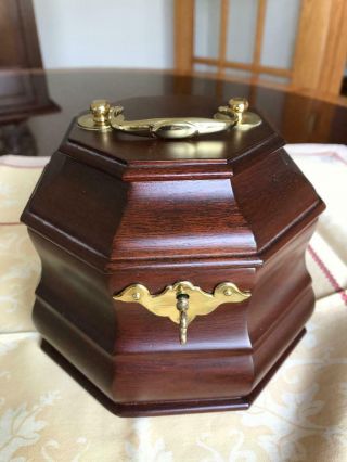 Colonial Williamsburg Octagonal Mahogany Tea Caddy