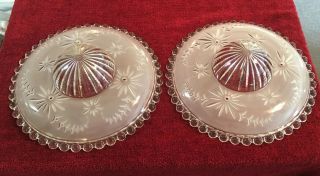 2 Vintage Art Deco 1920s - 30s Glass Ceiling Light Shade Globe Cover Fixtures