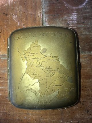 Post Wwii 1947 Us Occupation Germany Map Cigarette Case
