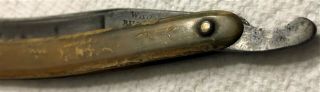 ANTIQUE EARLY 19TH C WADE & BUTCHER SHEFFIELD STUB TAIL STRAIGHT RAZOR HORN HDLE 10