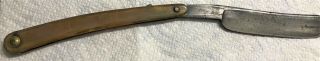 ANTIQUE EARLY 19TH C WADE & BUTCHER SHEFFIELD STUB TAIL STRAIGHT RAZOR HORN HDLE 5