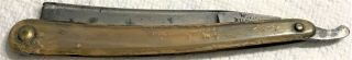ANTIQUE EARLY 19TH C WADE & BUTCHER SHEFFIELD STUB TAIL STRAIGHT RAZOR HORN HDLE 6